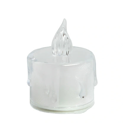 Electronic LED candle lamp with warm white illumination, 3.6cm diameter transparent design