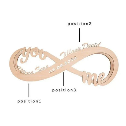 Wooden table lamp with custom name engraving showing modern simplicity design and push-button switch