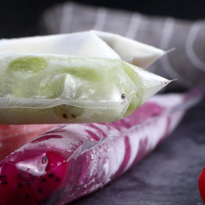 Premium popsicle molds made of BPA-free plastic with self-adhesive seals for mess-free homemade frozen treats