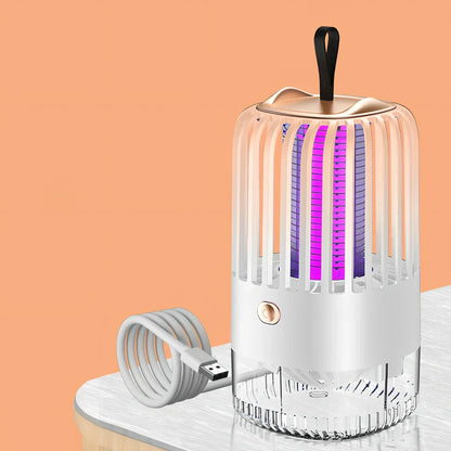White mosquito killer lamp with protective electric grid and USB power cable