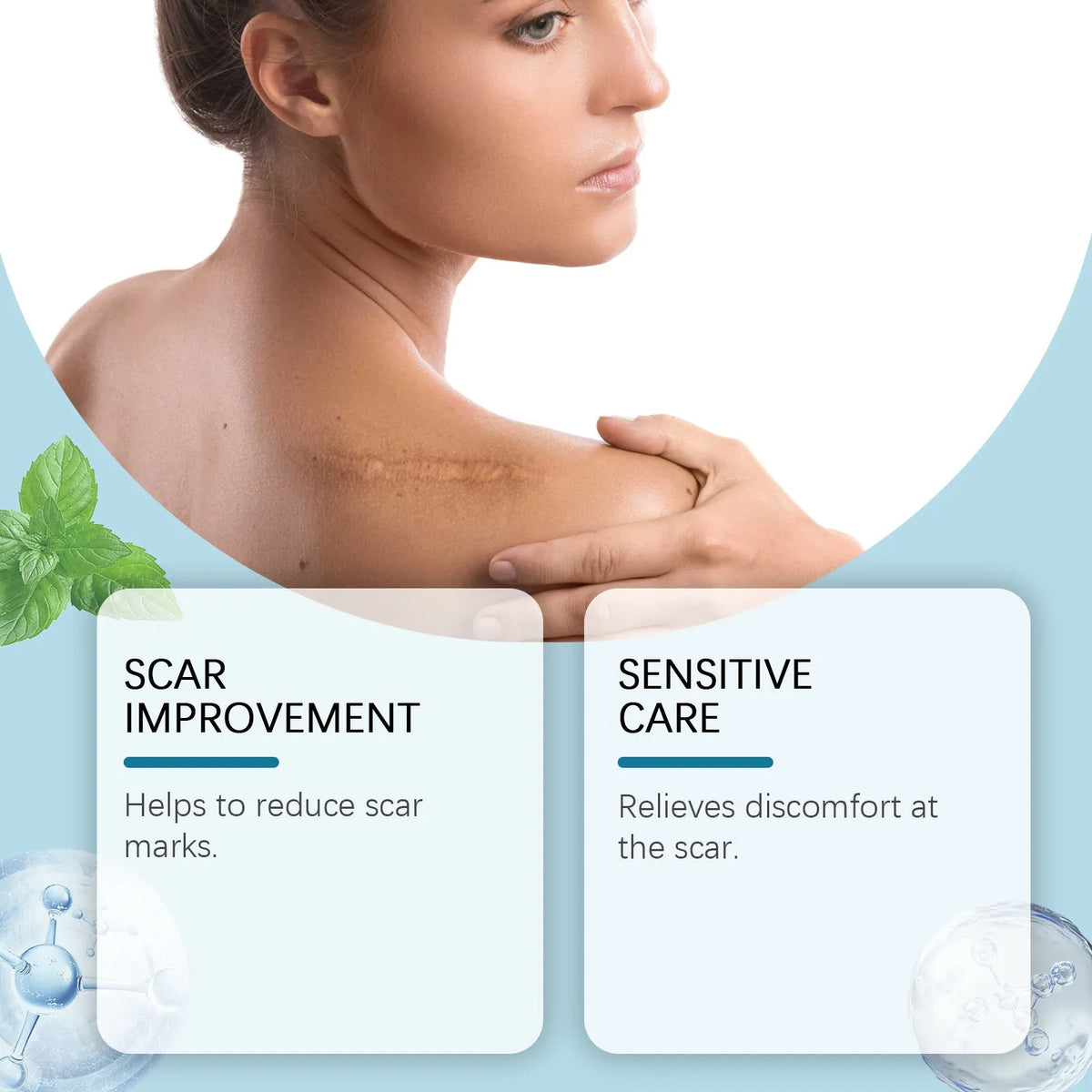 Roll of silicone scar paster sheets with mint leaf ingredient for scar treatment