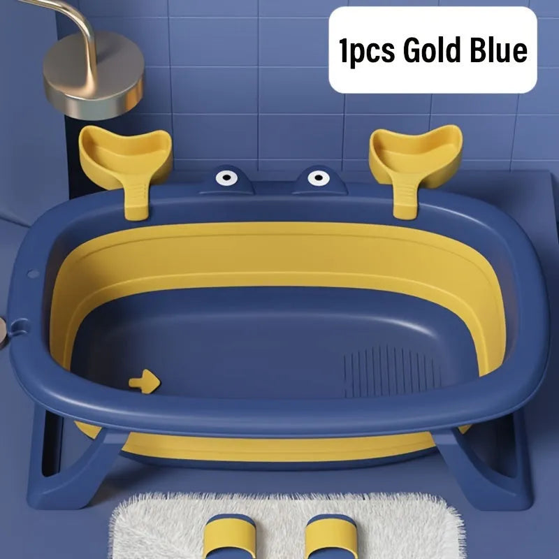 Blue foldable portable pet bathing tub for a small dog