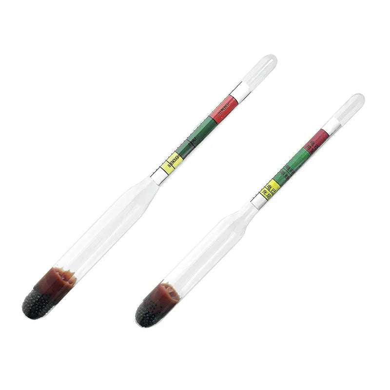 Glass electrohydraulic hydrometer for car battery acid testing, 330mm long.