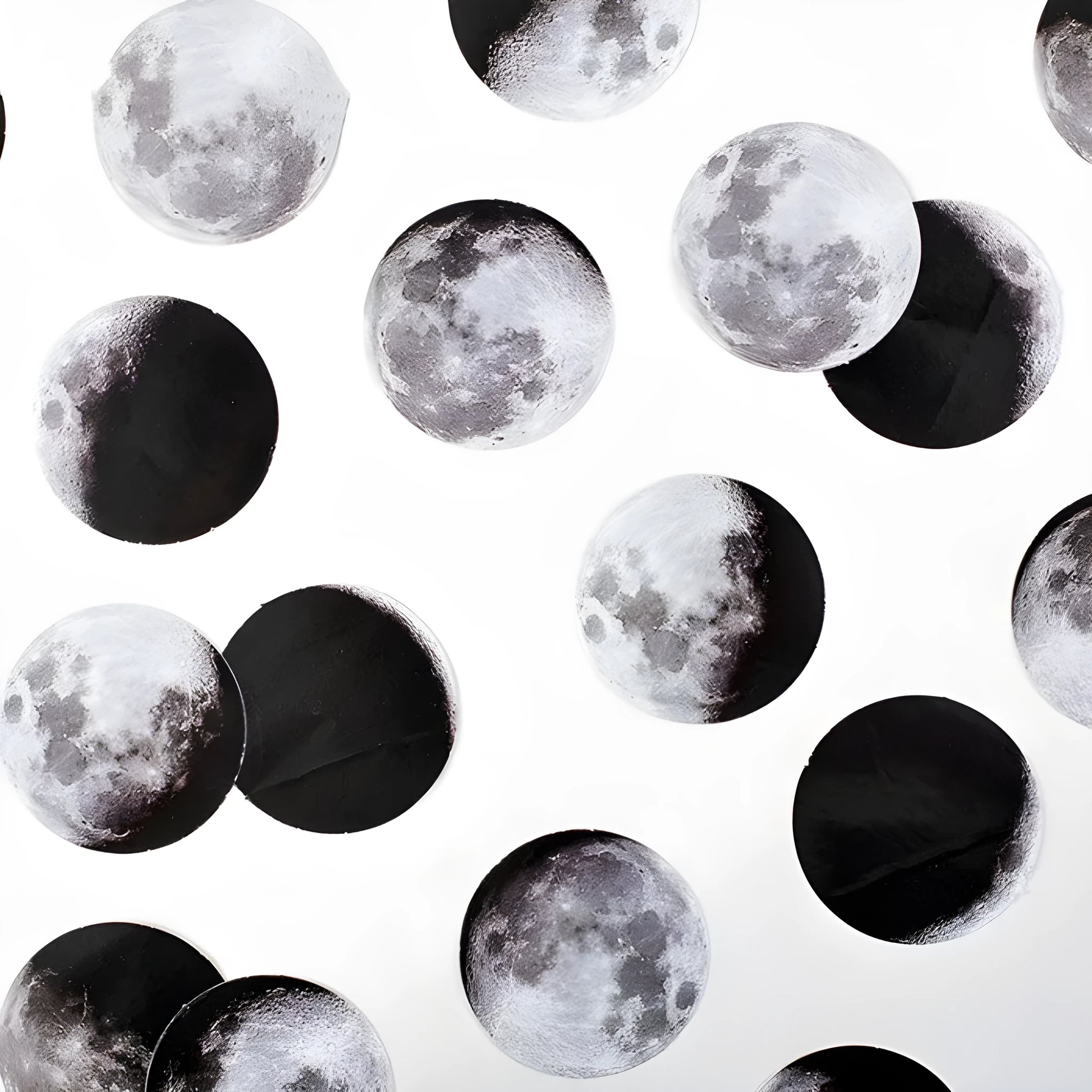 Black moon phase and calendar planet sticker set containing 45 pieces in box packaging