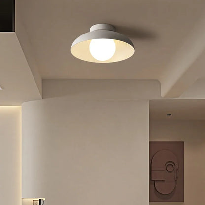 Nordic minimalist ceiling lamp in moon white or obsidian black with LED lighting options