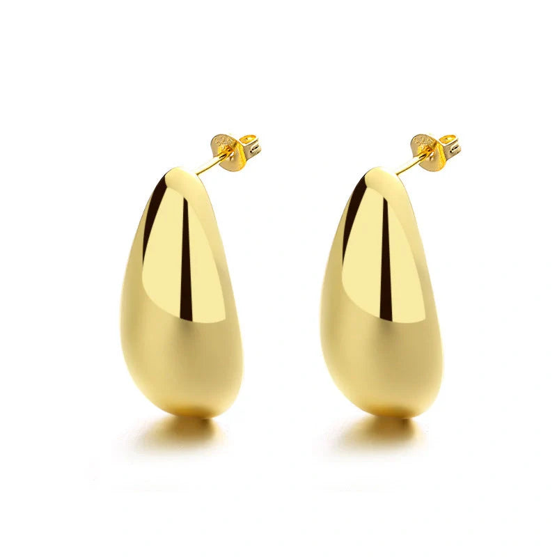Water Drop Glossy 16k Real Gold Plated Geometric Earrings for Women
