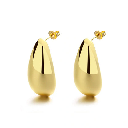 Water Drop Glossy 16k Real Gold Plated Geometric Earrings for Women