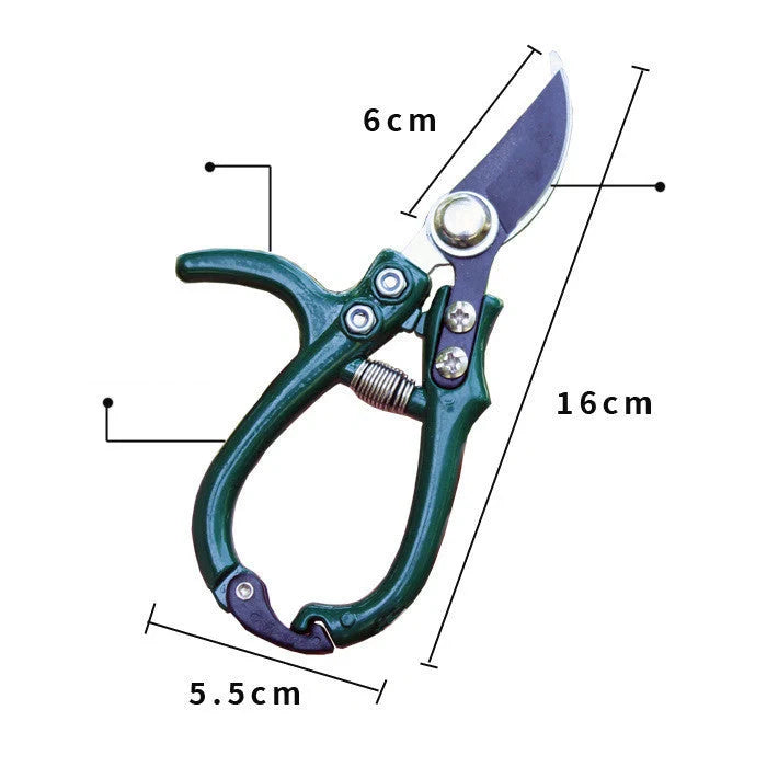 Multifunctional garden scissors with safety buckle and stainless steel spring for pruning