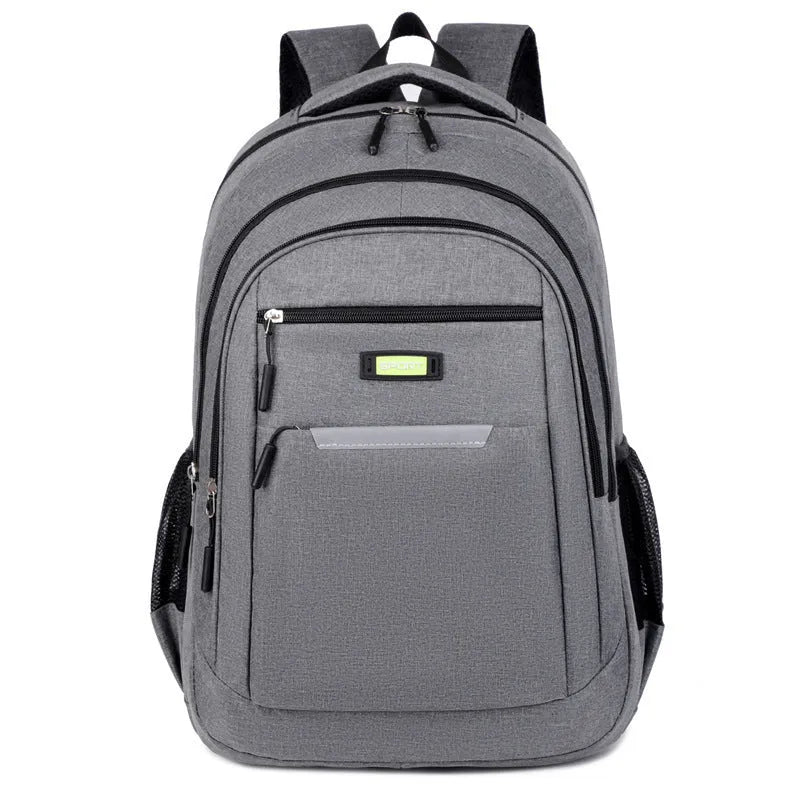 Grey casual Oxford cloth men's backpack with a breathable back panel