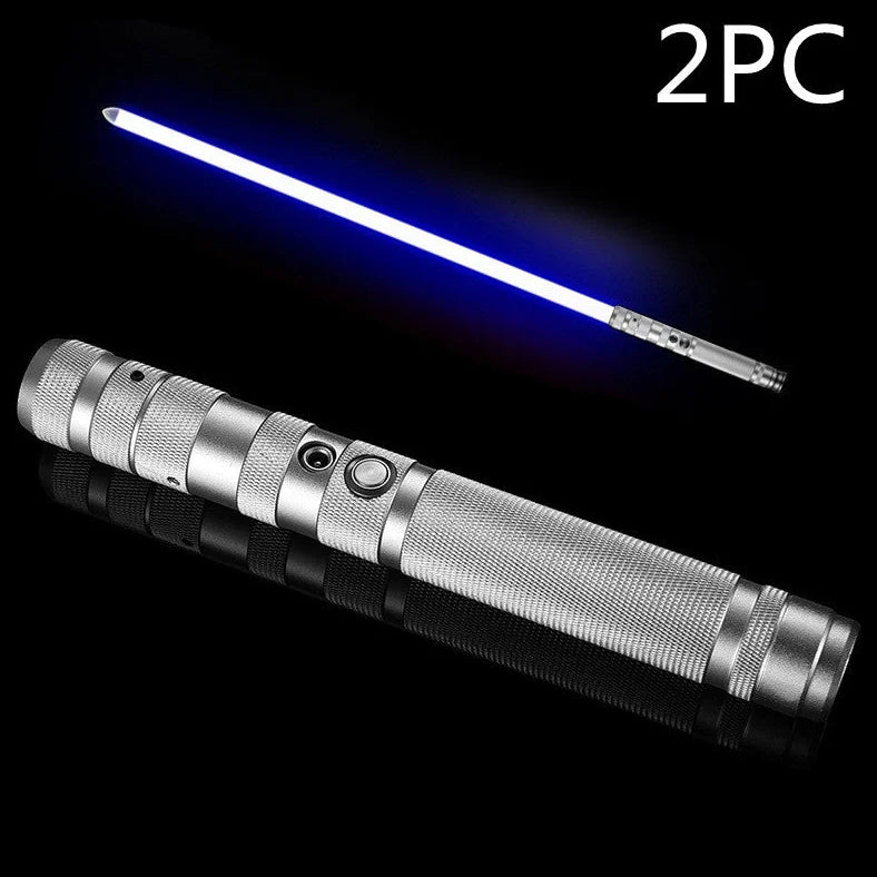 RGB metal lightsaber with extended 156cm length showing LED colours and metal hilt