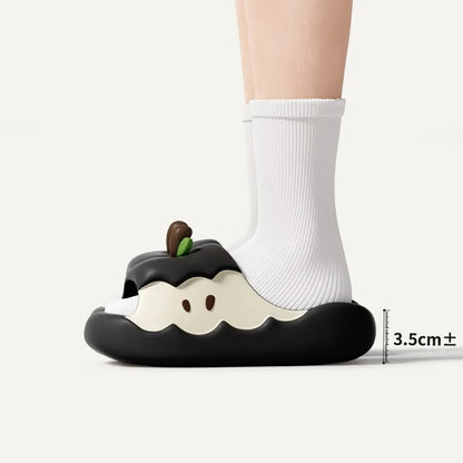 Cartoon fruit print EVA parent-child sandals in light pink colour, flip-flop style homewear slippers