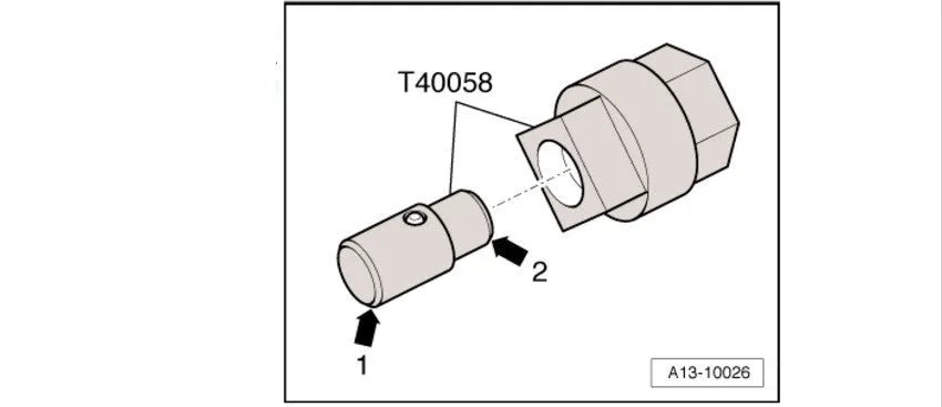 Aodi T40058 crankshaft rotating sleeve timing tool with guide pin adapter and orientation markings