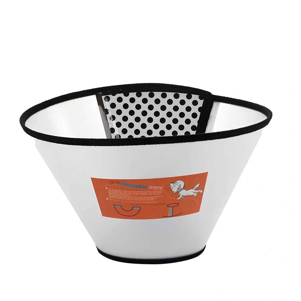 Orange Brebo anti-eating dog collar with Chinese styling and adjustable sizing from 13-42cm circumference