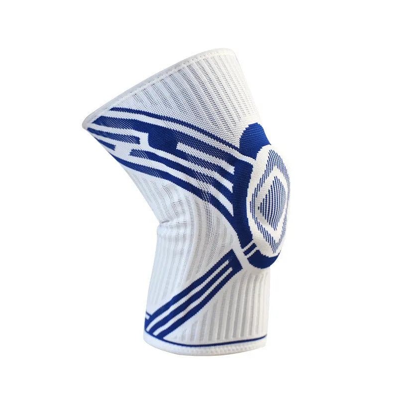 Blue elastic knee pad made from breathable cotton for sports protection