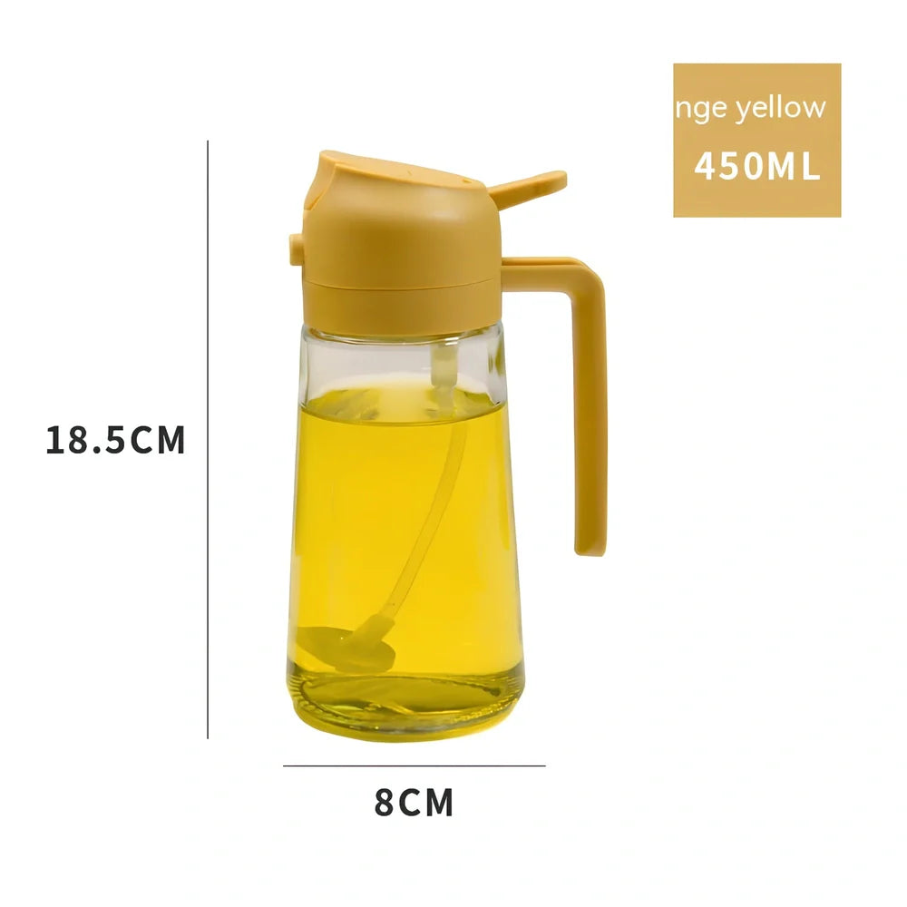 Spray oiler with automatic mechanism, transparent PP glass body showing oil level, 450ml capacity
