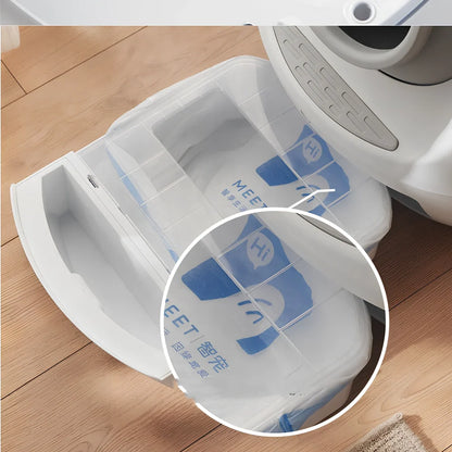 Electric smart cat litter box with WiFi connectivity in blue colour with enclosed design