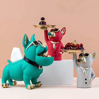 Green synthetic resin animal ornament with European styling measuring 21.5cm wide on wooden surface