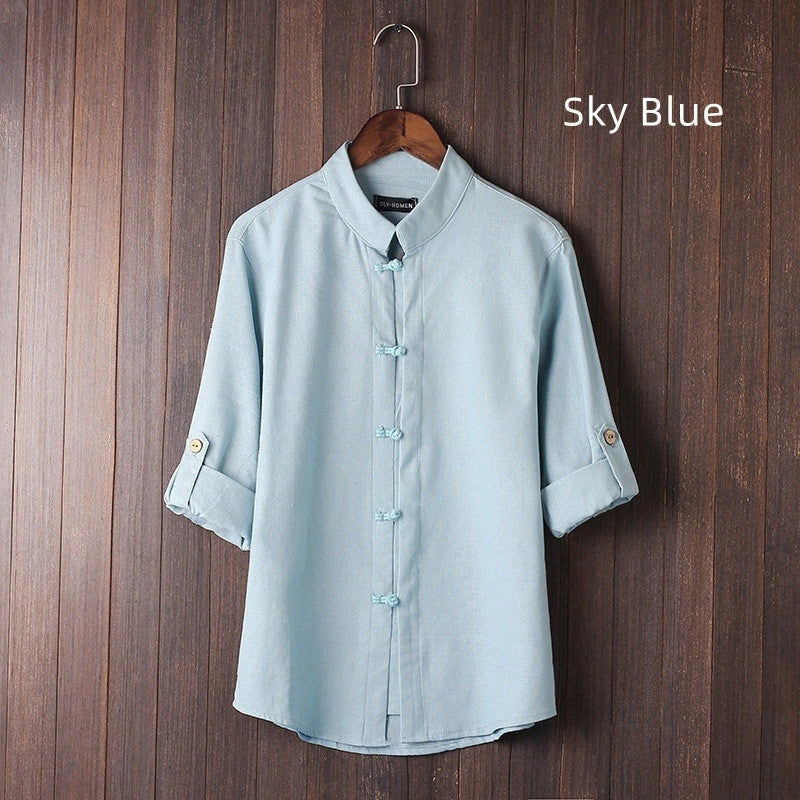 Men's vintage linen shirt in various colors and sizes for a stylish, comfortable look
