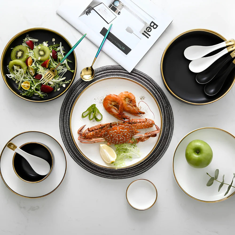 White bone china dinnerware set with 45% bone meal, 7 pieces from 3.5-inch to 10-inch plates