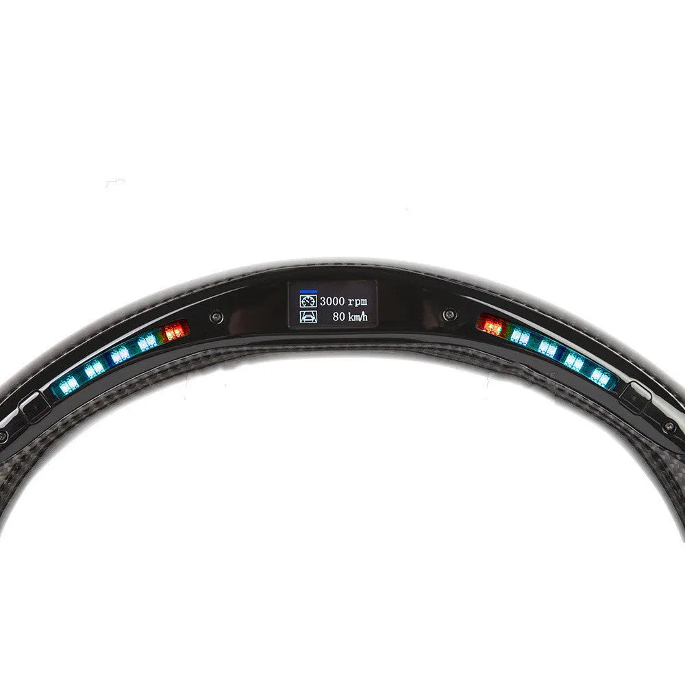 Black carbon fibre LED sports steering wheel for BMW X3 and X5 with heating function