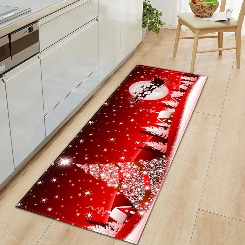 Polyester bathroom entrance mat with machine-woven cartoon pattern in multicolour design