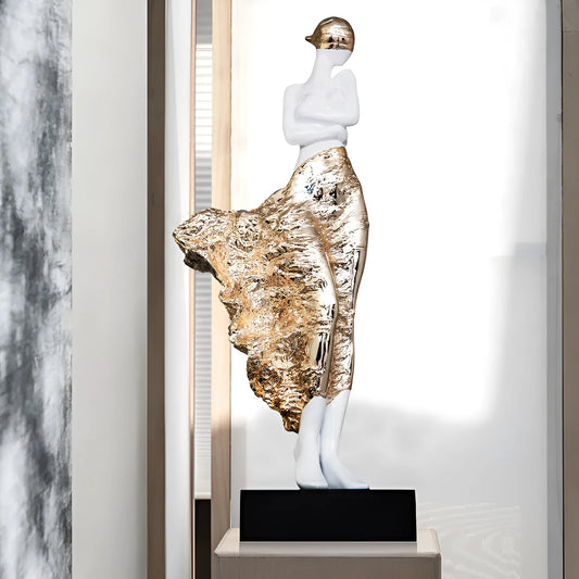 48cm tall sculptured ornament in rose gold or silver finish, modern simplicity design with abstract character forms
