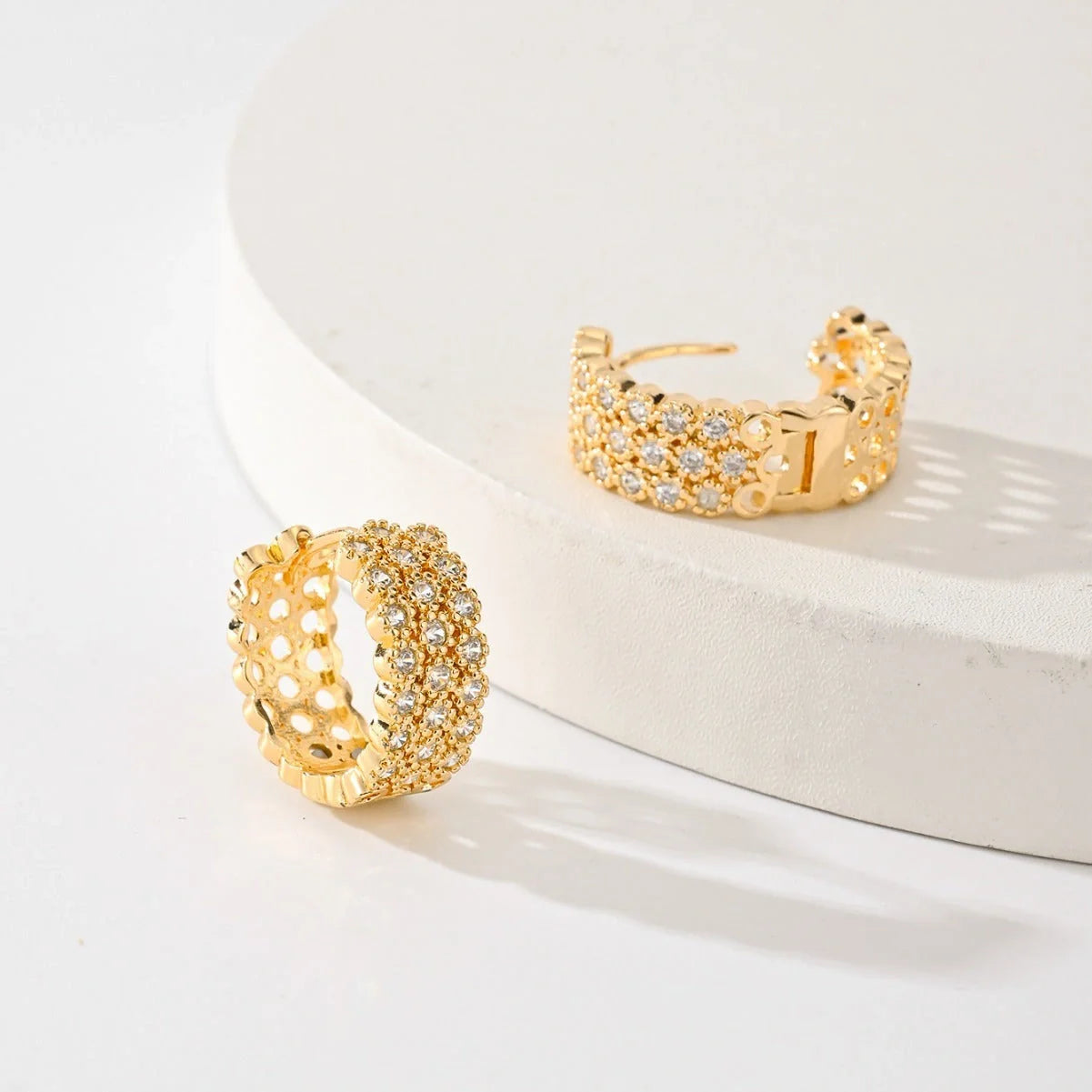 Women's copper all-matching earrings in HYL407010 color, showcasing exquisite design and durable construction