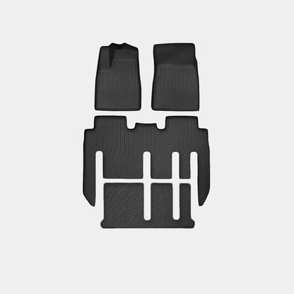 Waterproof TPE car mats for Tesla Model X showing tailbox and cabin protection