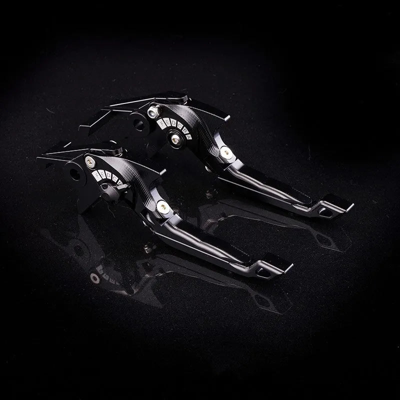 Horn Handle Motorcycle Brake Lever Clutch Lever Retrofit Kit - 6-Speed Adjustable Length Anodised Metal Replacement - Spring Breeze Series Available in 3D New and Classic Colour Options Including Black, Titanium, Red, Blue, Gold, Green, Orange and Silver