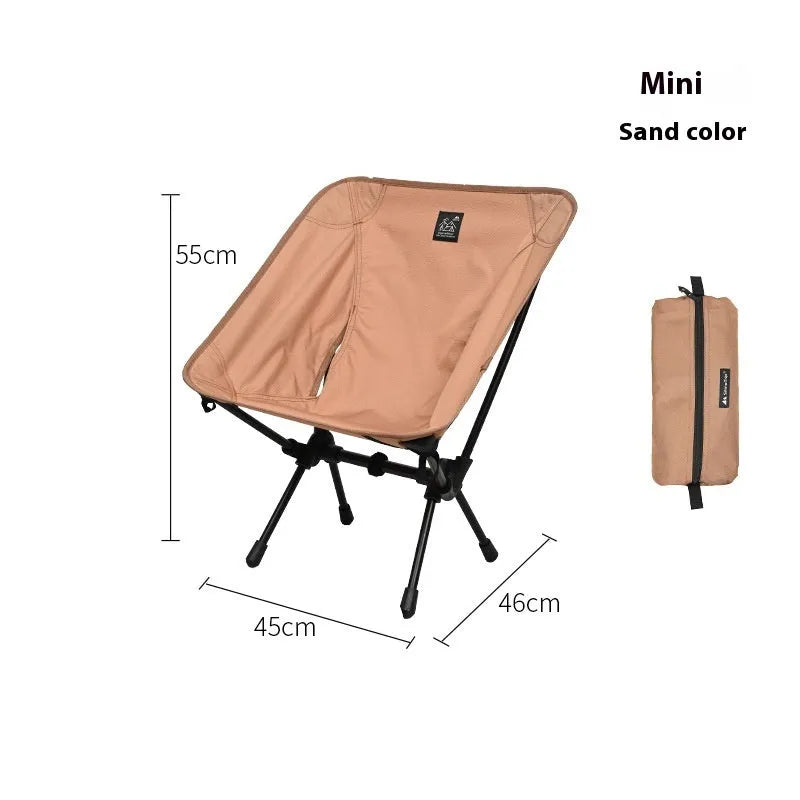 Aluminium alloy folding moon chair in outdoor setting with Oxford cloth seating and foldable frame