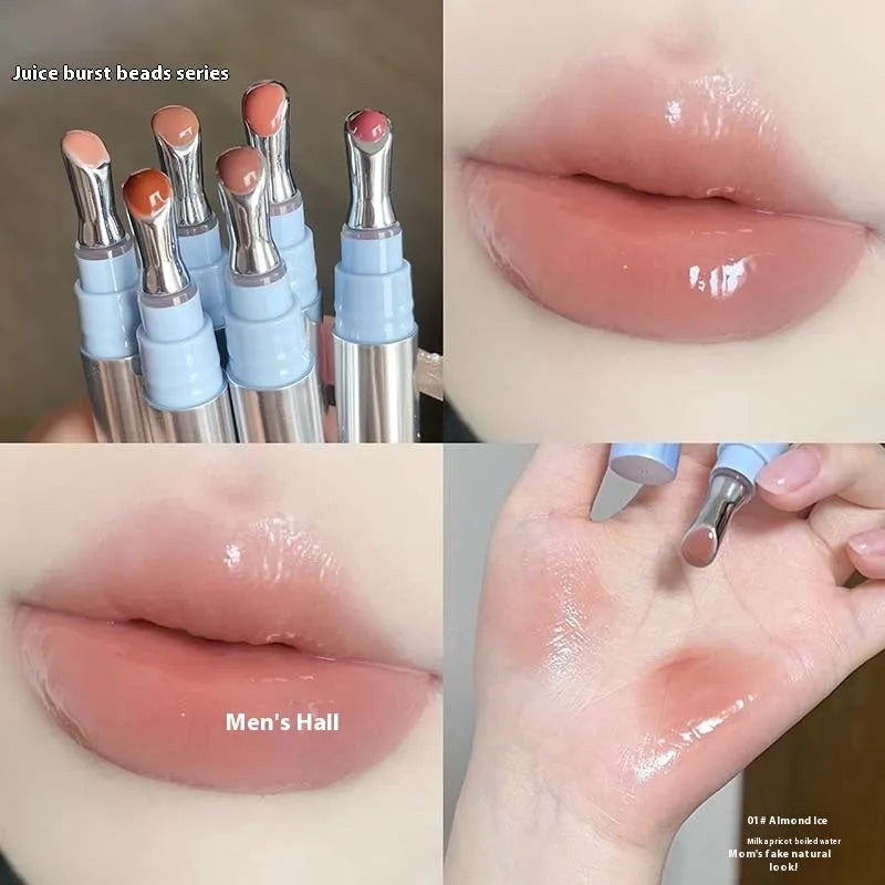 Mirror Water Light Lip Gloss in translucent shades, 12.9cm length, improves skin colour