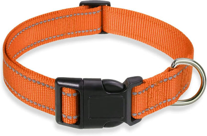 Adjustable nylon dog collar with chest strap in multiple colour options for secure walking