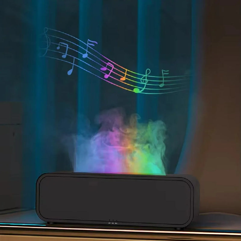 Flame Dynamic Aroma Diffuser with Remote Control USB Essential Oil Aromatherapy Diffuser with Music-Synced Colour-Changing Night Light for Home Bedroom Office Spa