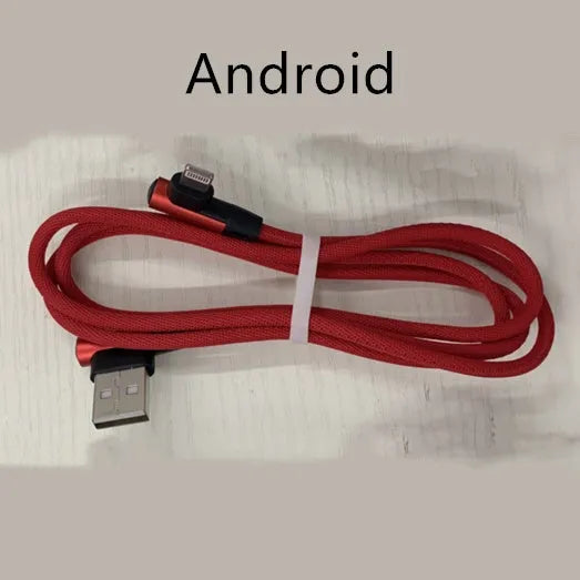 USB fast charging cable with a denim fabric exterior and aluminium connectors, shown in multiple colour options.
