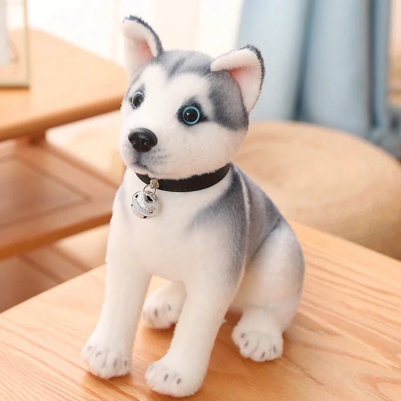 Simulation Husky plush toy in sitting posture measuring 25cm height