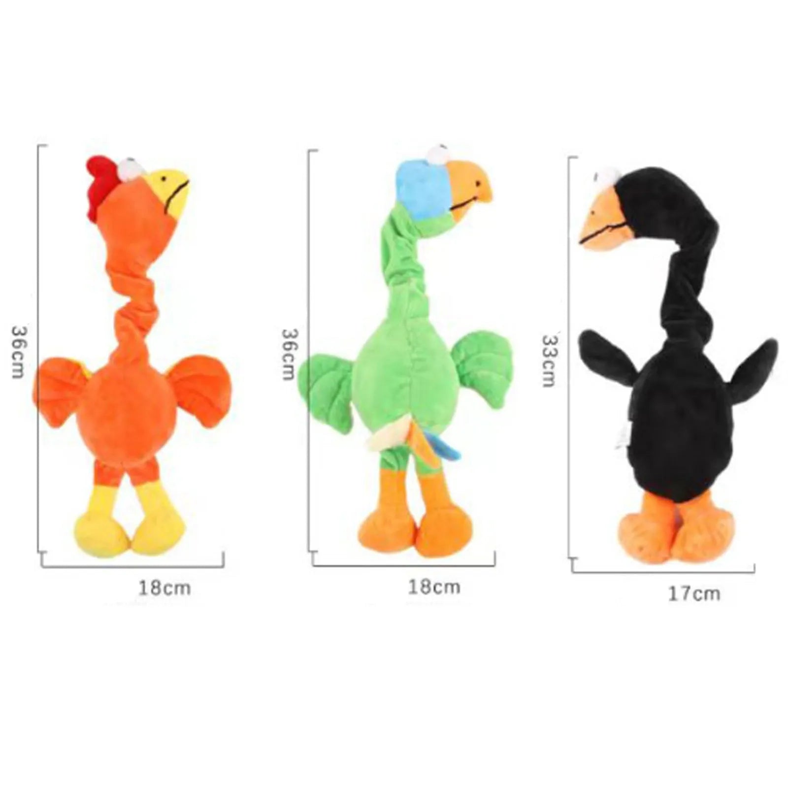 Screaming chicken sound dog chew toy in durable rubber, approximately 15cm long
