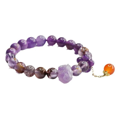 Natural nine purple amethyst red agate crystal bracelet Mori style 7-8mm beads