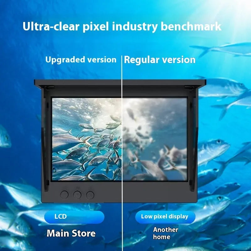 Underwater fish finder camera with 4.3-inch monitor, 220-degree lens, and LED lights on a 30-metre cable.