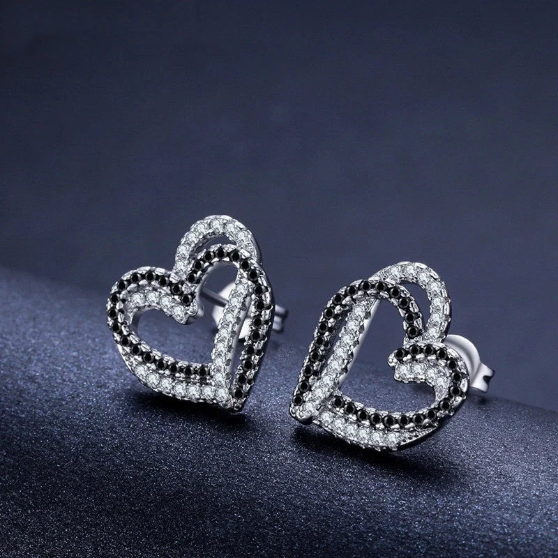 Hhomeenjoy Stylish Copper Heart-Shaped Earrings with Double Buckle Design