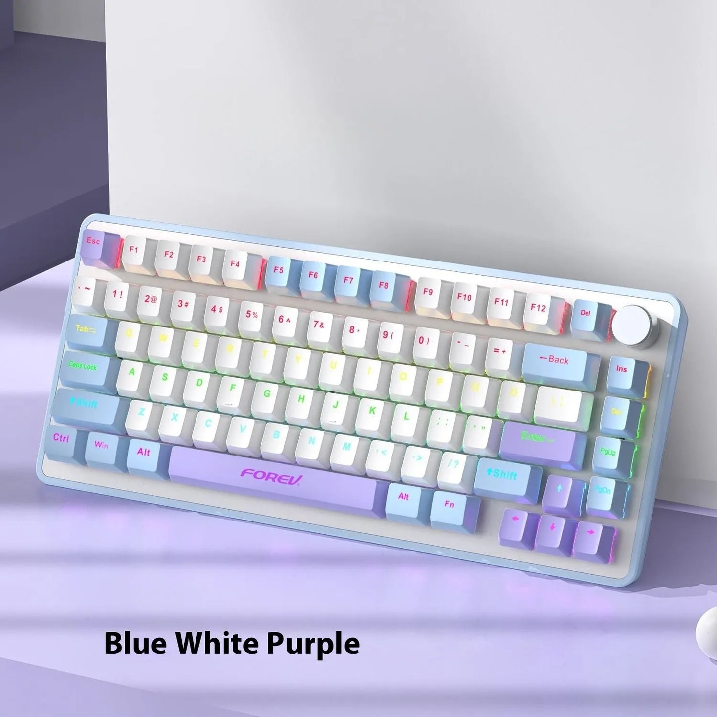 K98 mechanical keyboard and matching wireless mouse in a selected colour from the range on a desk.