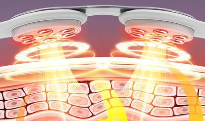 White far infrared lumbar massage belt measuring 25x8.5cm with Type-C charging port