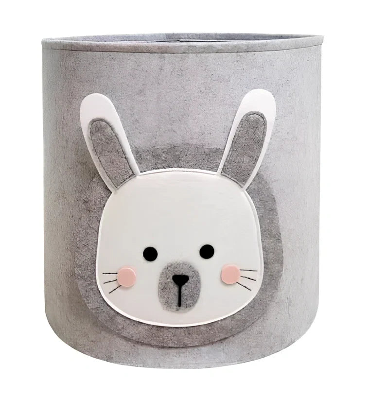 Cartoon animal felt storage basket in elephant design showing 35cm diameter and 37cm height dimensions