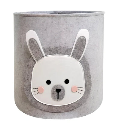 Cartoon animal felt storage basket in elephant design showing 35cm diameter and 37cm height dimensions