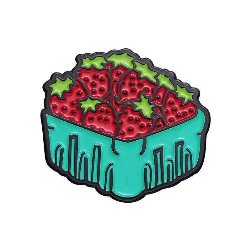 Zinc alloy cartoon fruit brooch in various colours, approximately 2-3 cm, for decorative use on jackets and bags