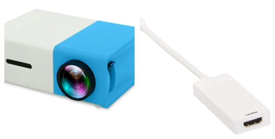 Compact black HD 1080P mini digital projector showing front projection design