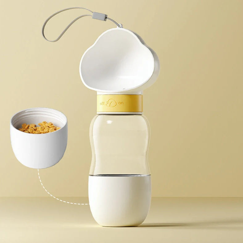 Go Out Water Cup portable dog drinking bottle with wide opening and twist-turn mechanism in cloud white colour
