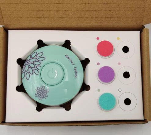 Baby Electric Nail Grinder in red and green with multiple grinding heads