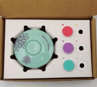 Baby Electric Nail Grinder in red and green with multiple grinding heads