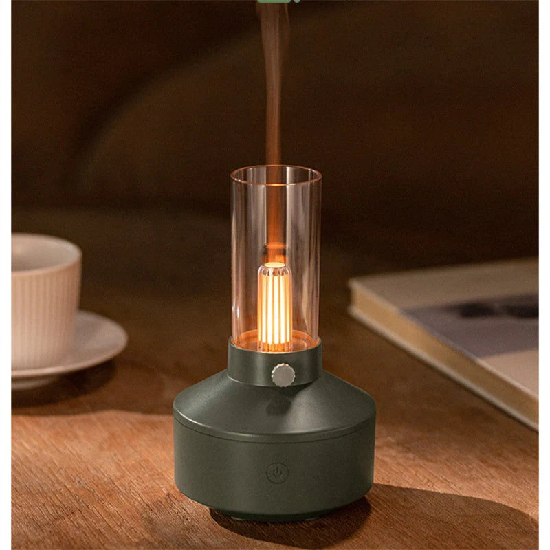 Retro light aroma diffuser with LED night light and humidifier in white and black