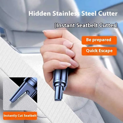 Black and red car safety life hammer with window breaking tip and seatbelt cutter
